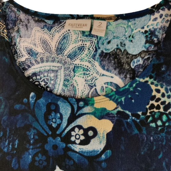 Easywear by chico Womens multicolor blue tank top size 2 chico size L sleeveless - Picture 7 of 16